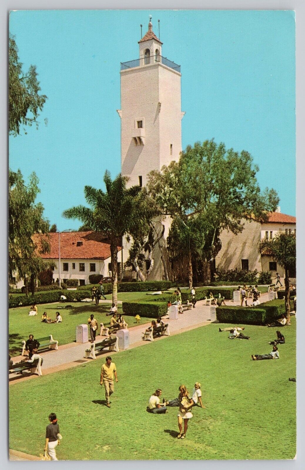 San Diego California, San Diego State College Library Tower, Vintage Postcard