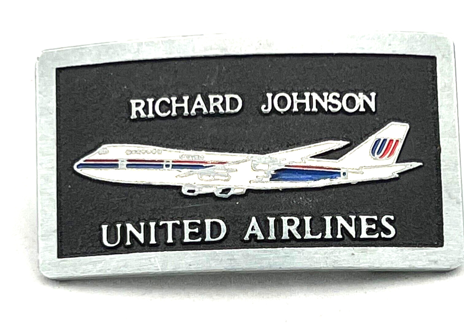 Vintage Richard Johnson United Airlines Planes Men's Belt Buckle Pilot