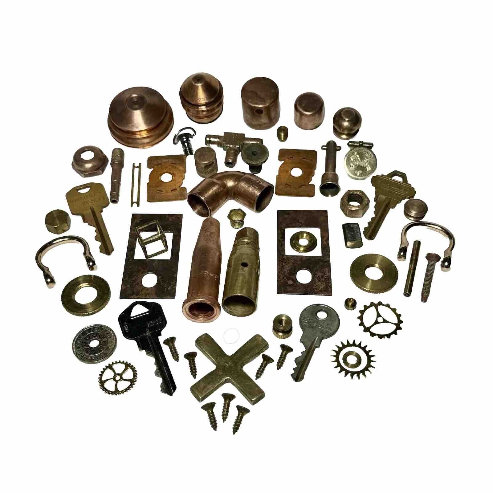 Lot Of Random Brass Copper Parts & Pieces Steampunk Craft Found Object Art Parts