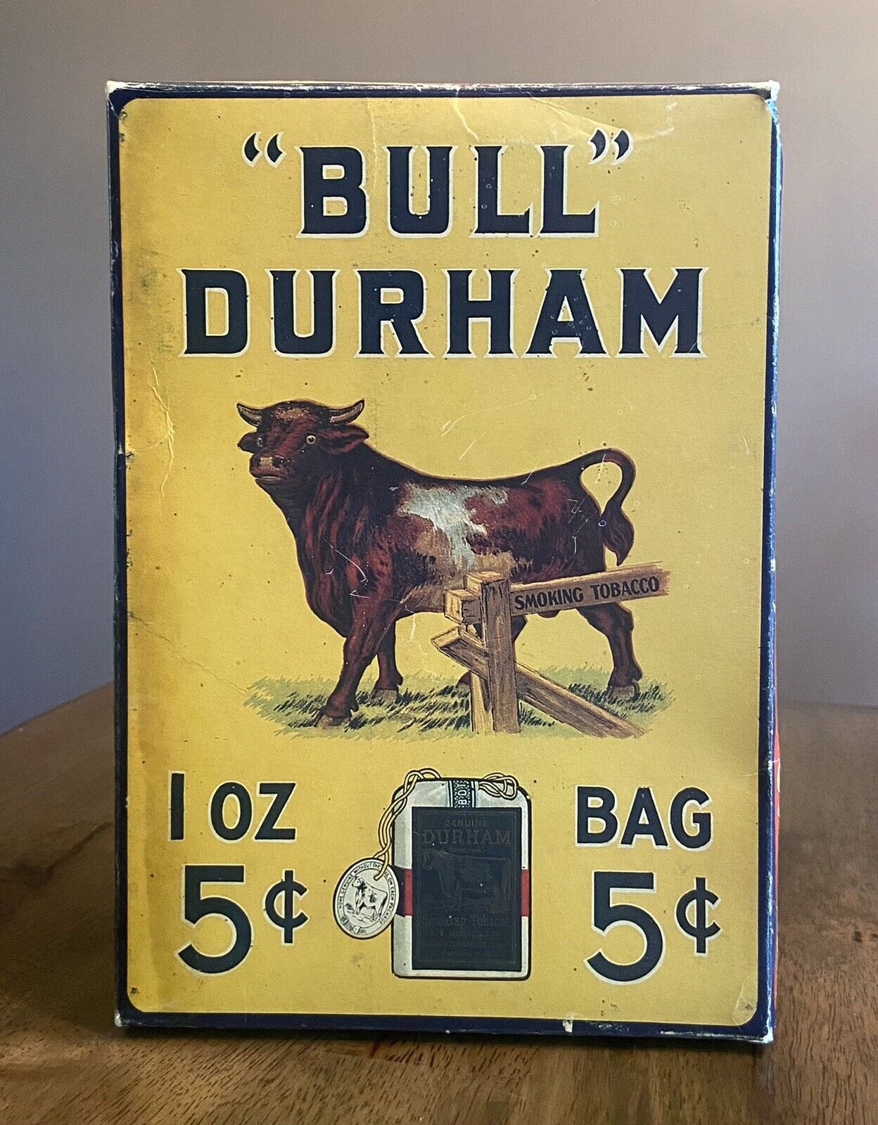 Vintage Bull Durham Tobacco Display Cardboard Box - 1/2 Gross 72 Packages
