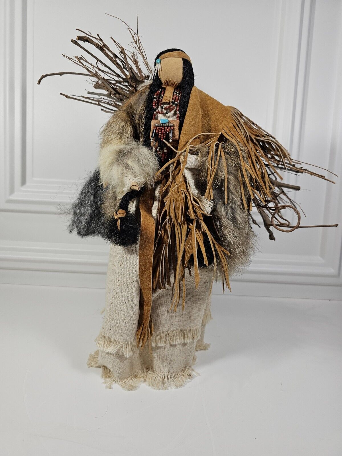 VTG Native Ameican Princess Shelf Decor Doll, Faceless, Signed