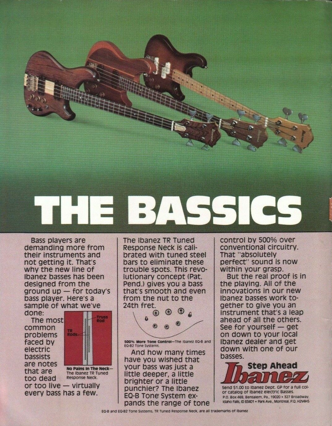 1980 Ibanez Bass TR Tuned Response Neck - Vintage Guitar Ad