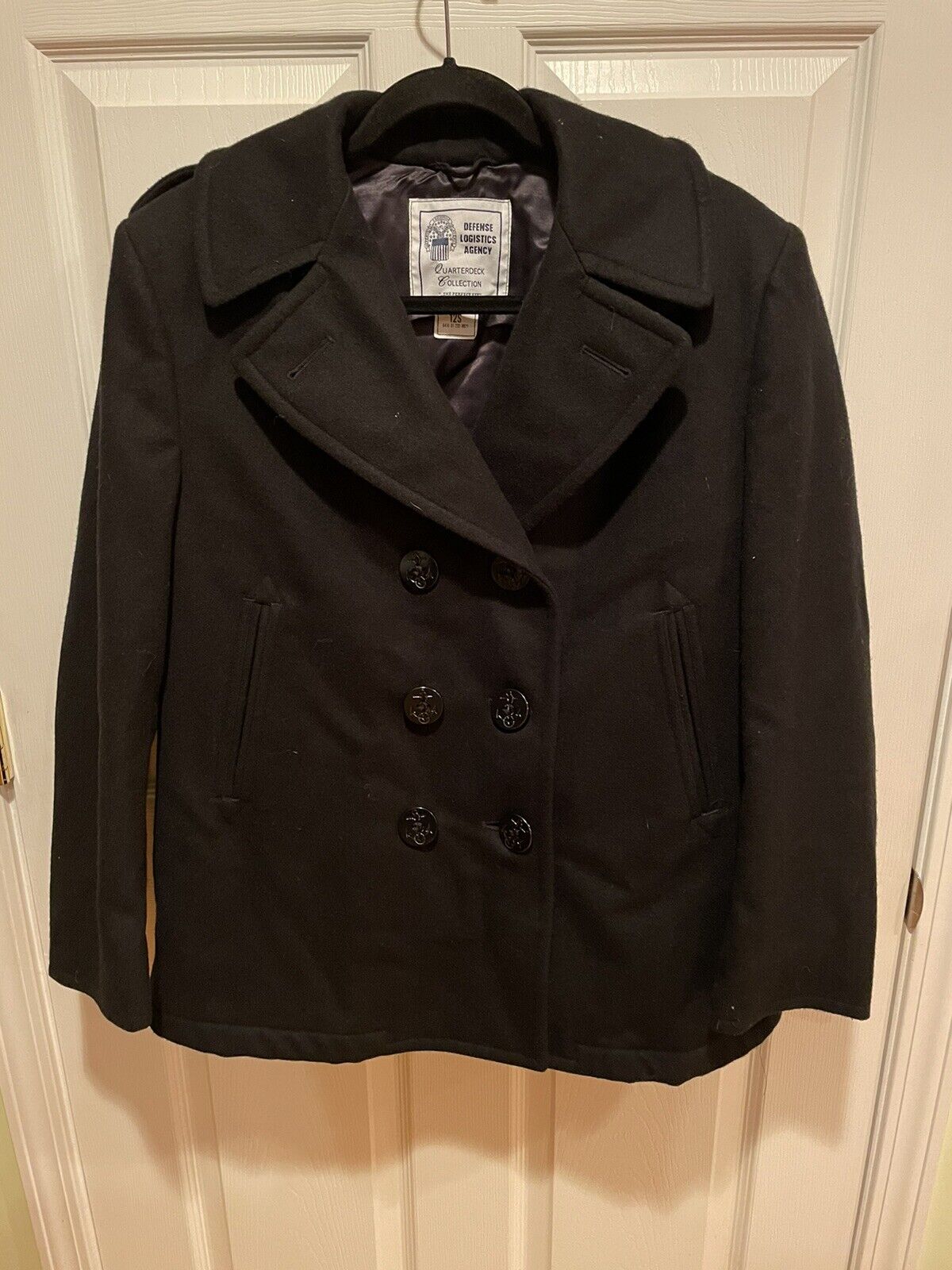 U.S. NAVY Women\'s 12S ENLISTED BLACK WOOL OVERCOAT PEACOAT Sterlingwear Coat