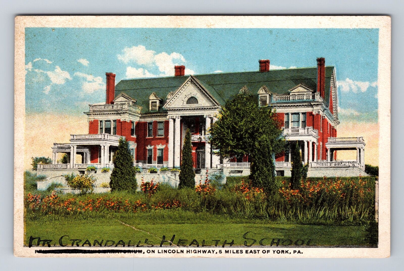 York PA-Pennsylvania, Dr Crandall\'s Health School, Antique Vintage Postcard