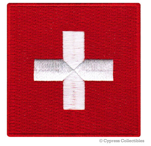 SWITZERLAND FLAG PATCH SWISS CROSS Confoederatio Helvetica embroidered iron-on