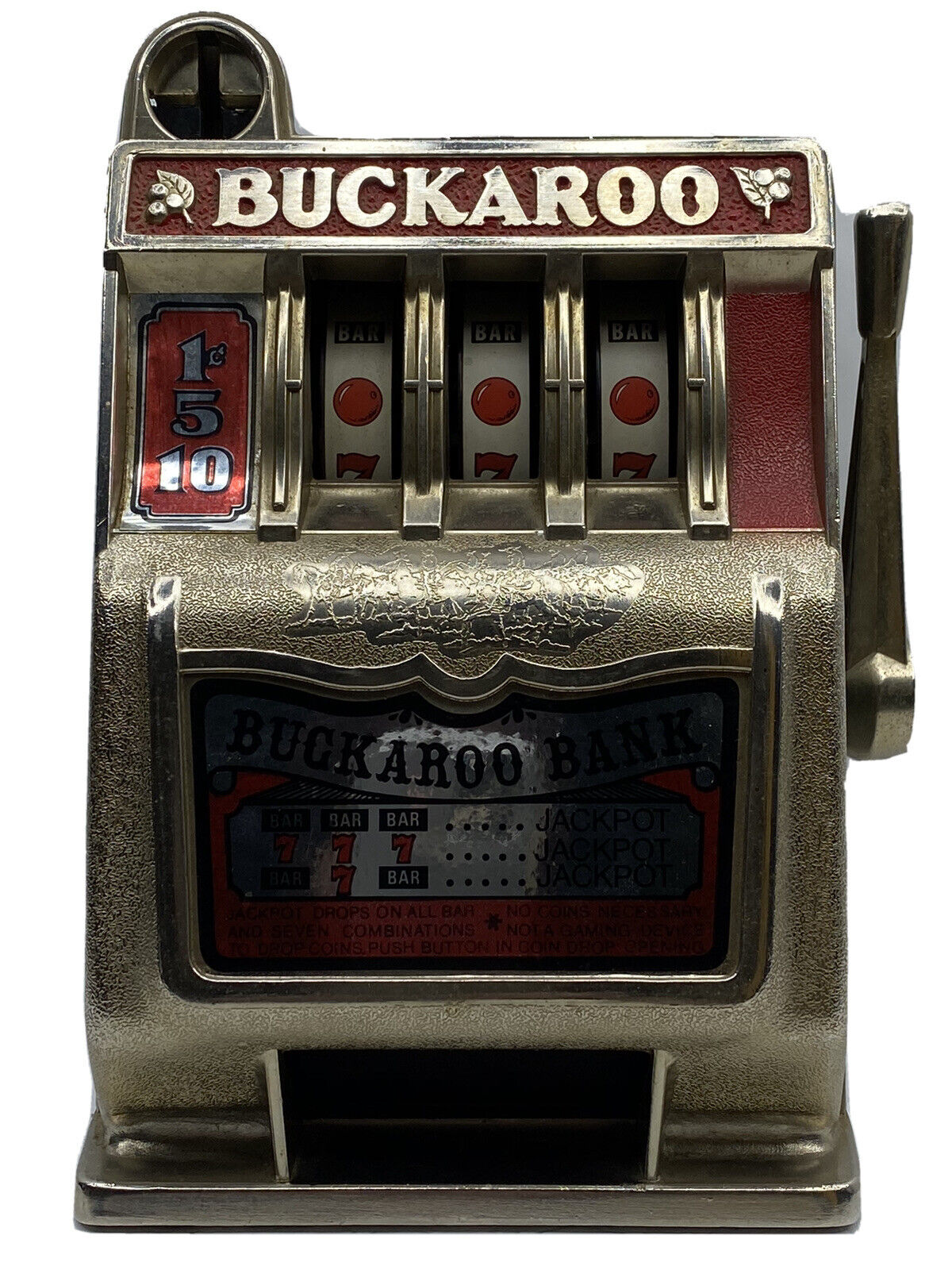 Vintage Buckaroo Slot Machine Coin Bank Reproduction Style Of The Jennings