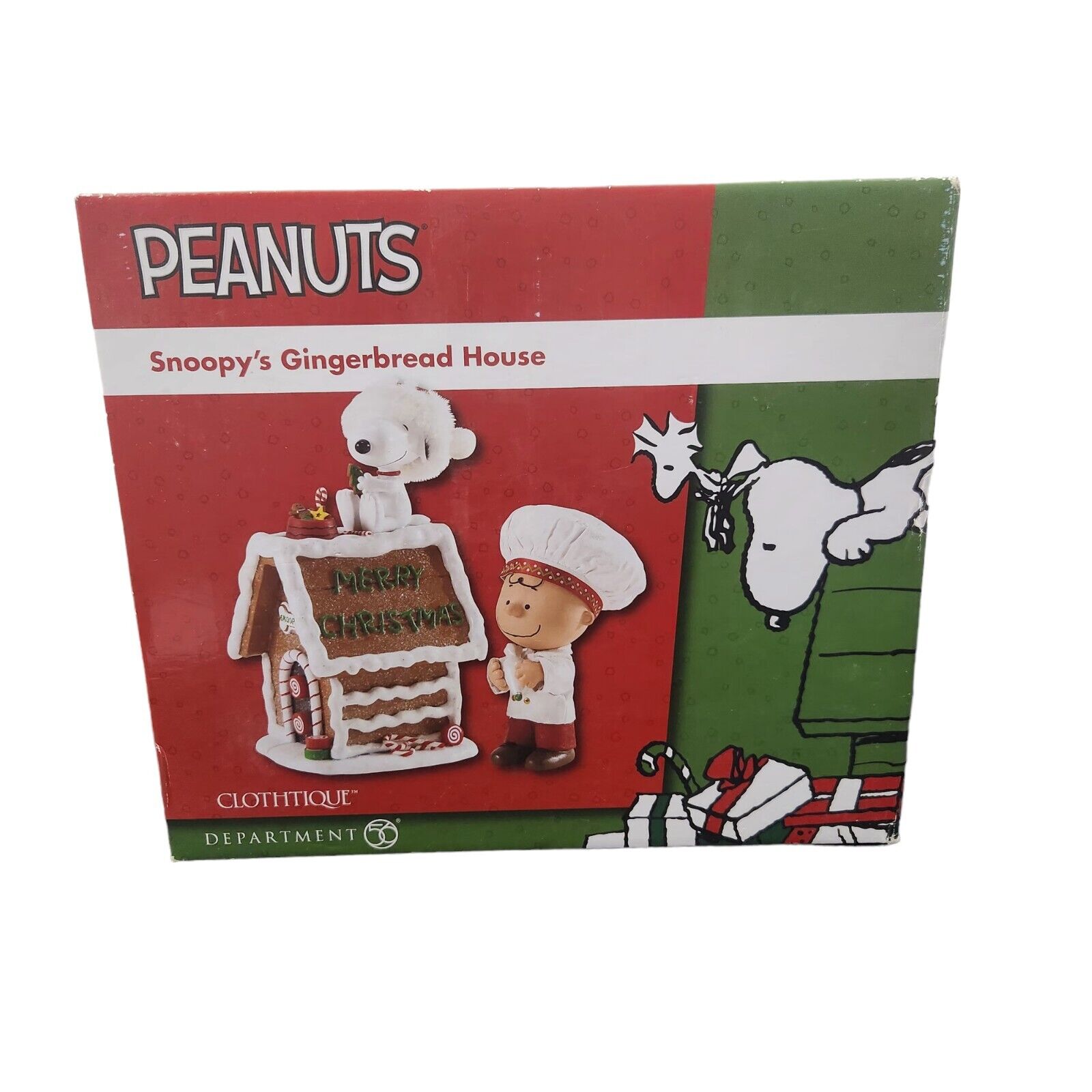 RARE PEANUTS DEPARTMENT 56 CLOTHTIQUE  SNOOPY'S GINGERBREAD HOUSE CHARLIE BROWN