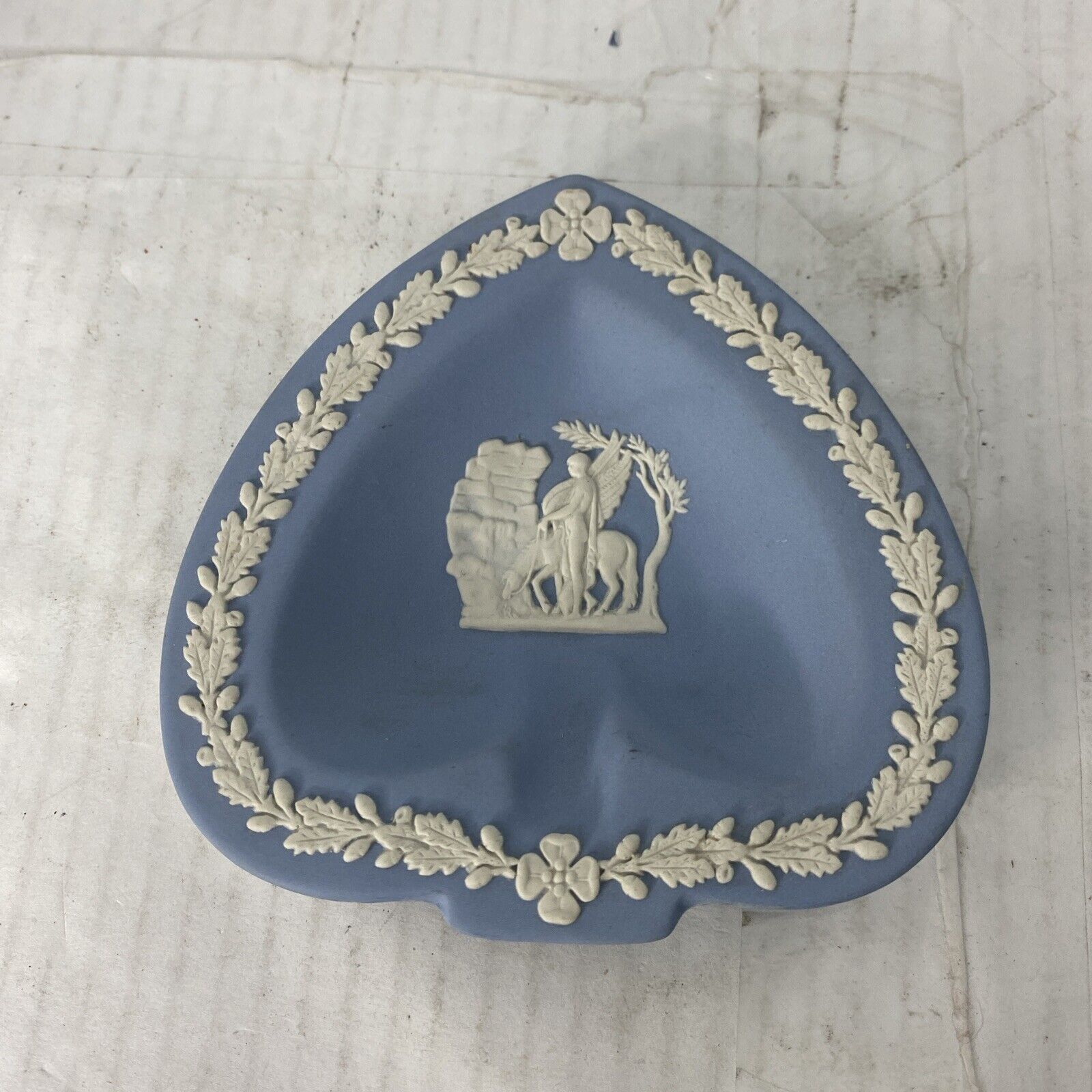 Vintage Wedgwood Jasperware Heart Shaped Dish 4.5” X 4.5” light blue English