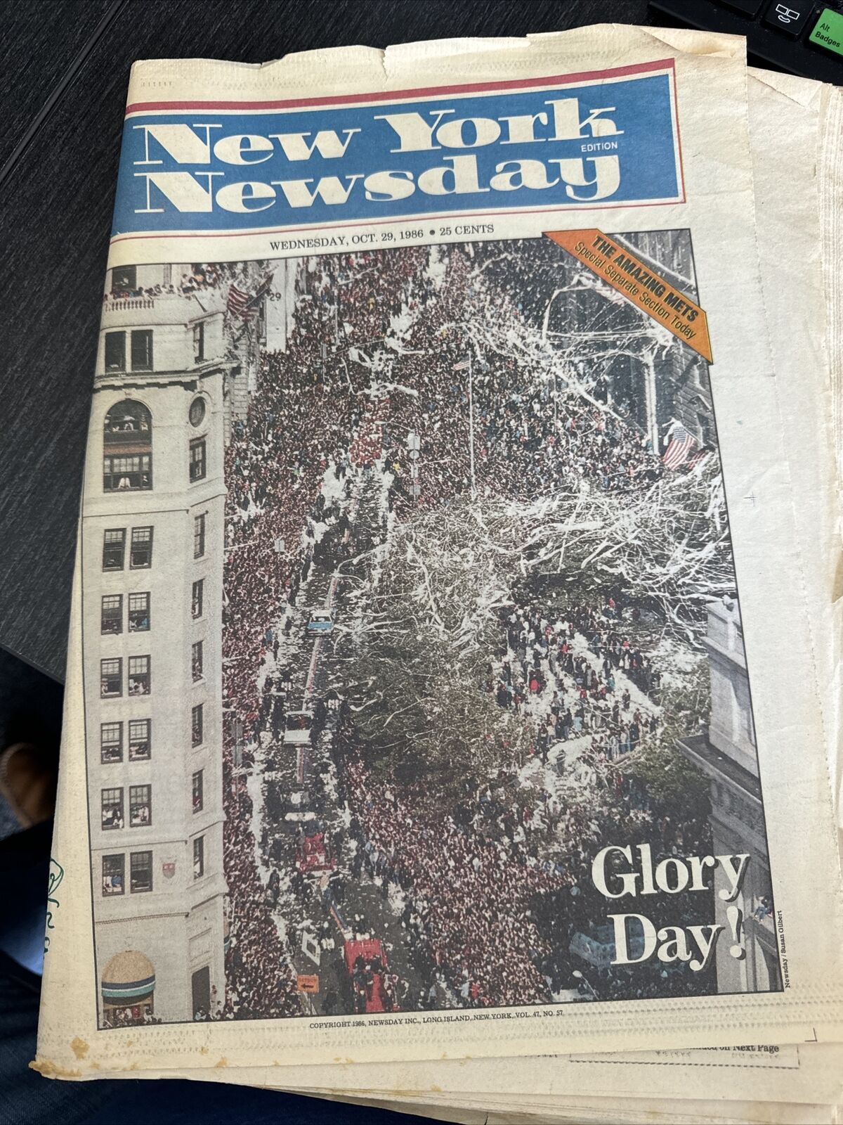 Newsday - October 29, 1986 - Mets Celebration in NYC