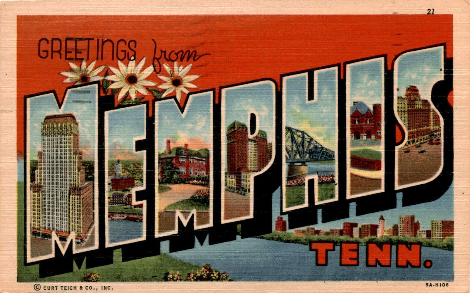vintage 1952 Curt Teich  Co Inc Memphis Tennessee Southern Belle hat Postcard