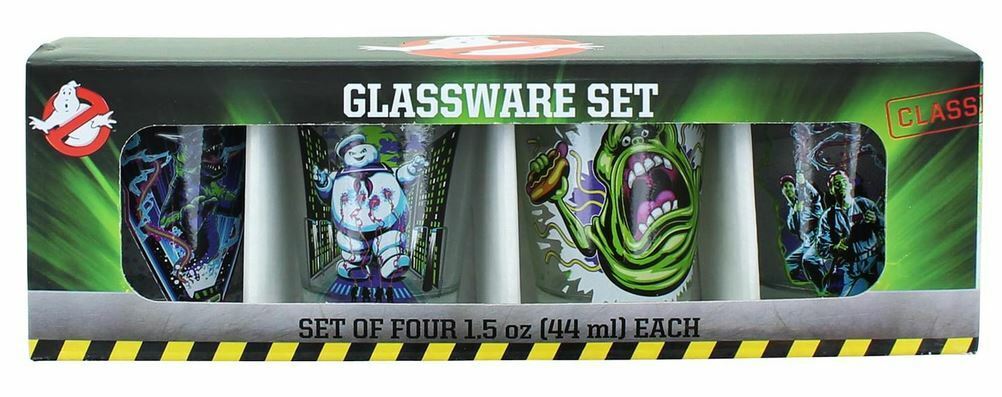 (Set of 4) Ghostbusters Stay Puft Marshmallow Man Slimer & More Shot Glasses