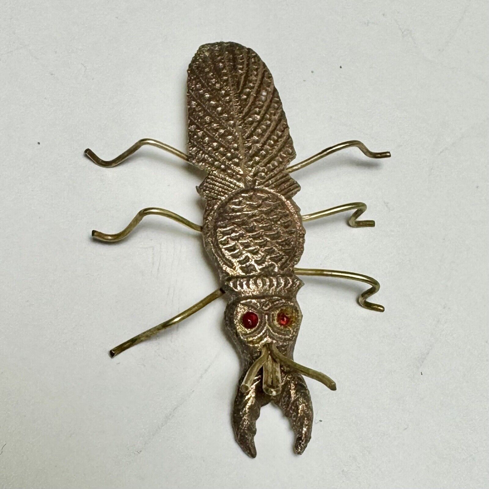 Vintage Brass Insect w/ Red  Eyes Bug Metalware  Figurine  India, ca. 1980s