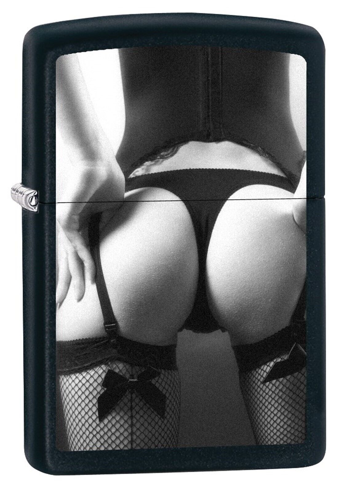 Zippo Lighter, Midnight Girl Collection - View From Behind #1 - Black Matte