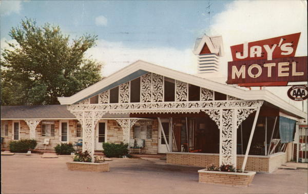 1963 Vandalia,IL Jay\'s Motel Fayette County Illinois Es-N-Len Photos Postcard