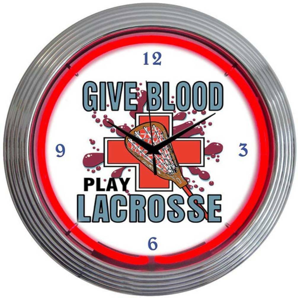 LAX neon clock sign Lacrosse wall lamp light hand blown glass Mens Womans Stick