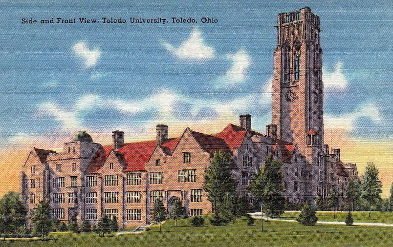 Postcard Side and Front View Toledo University Toledo OH 