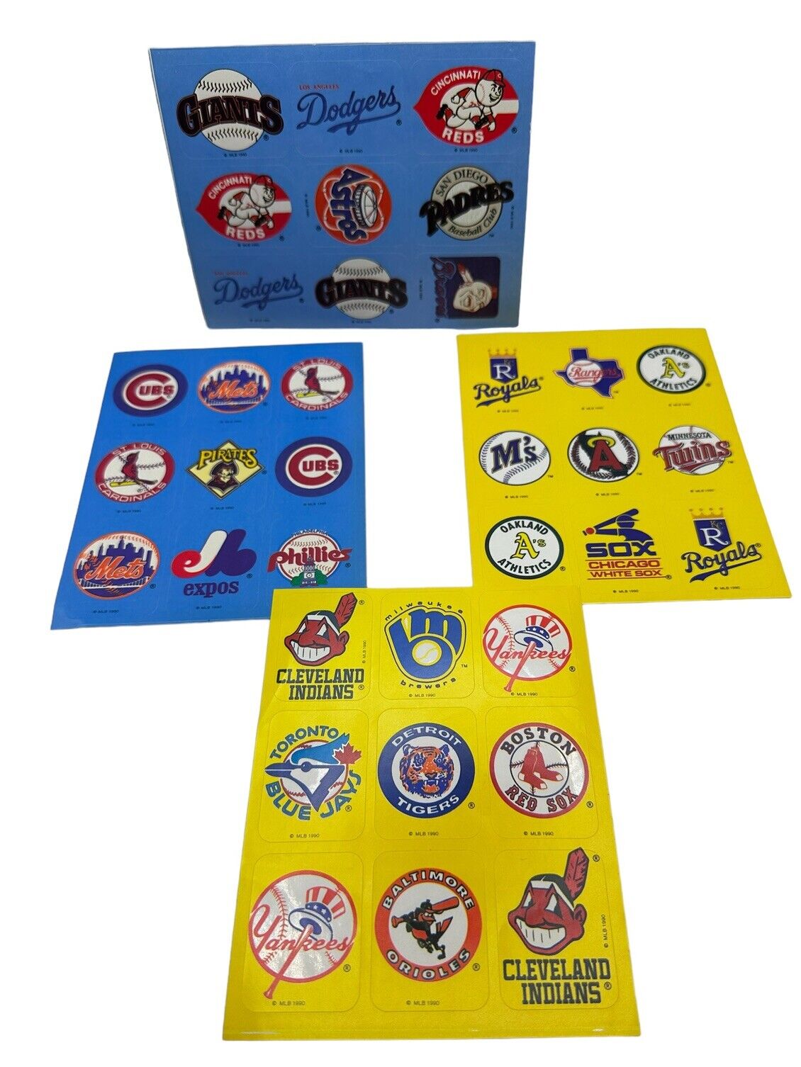 Vintage 90s Baseball Logo Stickers MLB 4 Sheets