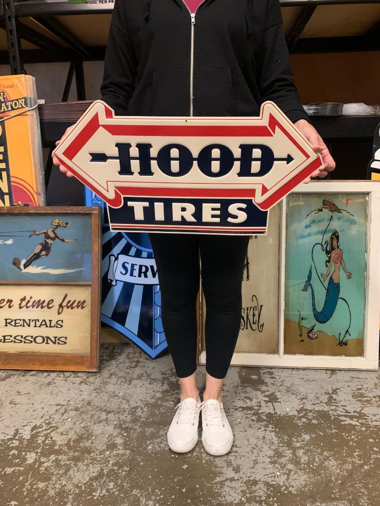 Antique Vintage Old Style Sign Hood Tires Made USA
