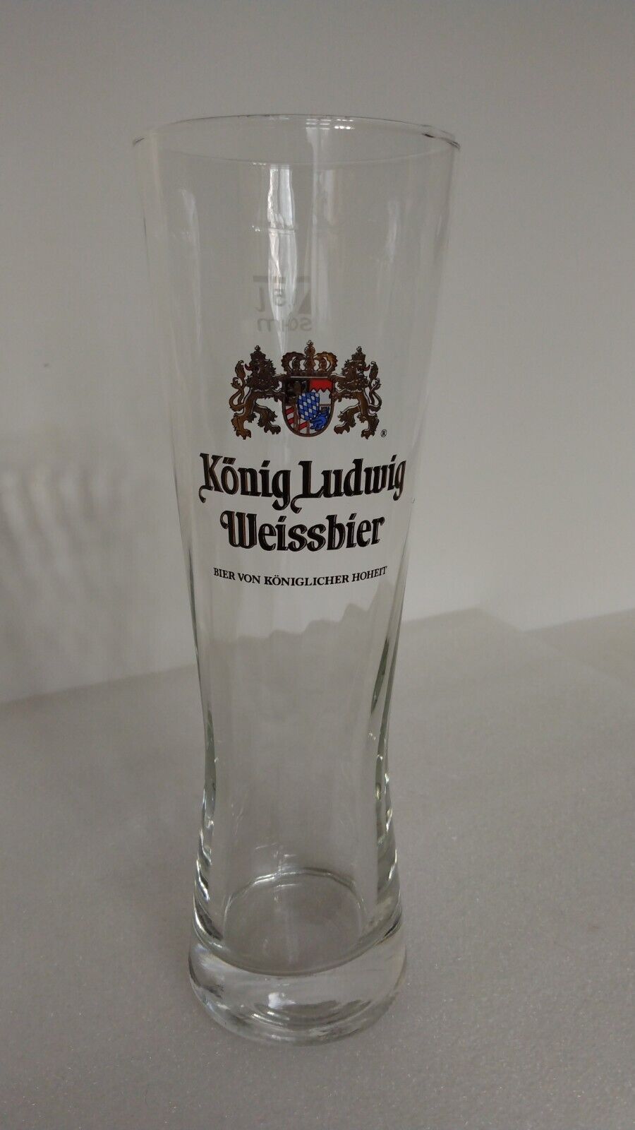 Konig Ludwig Weissbier Swirl Beer Glass 0,5l SAHM Kaltenberg Germany Lions Crest