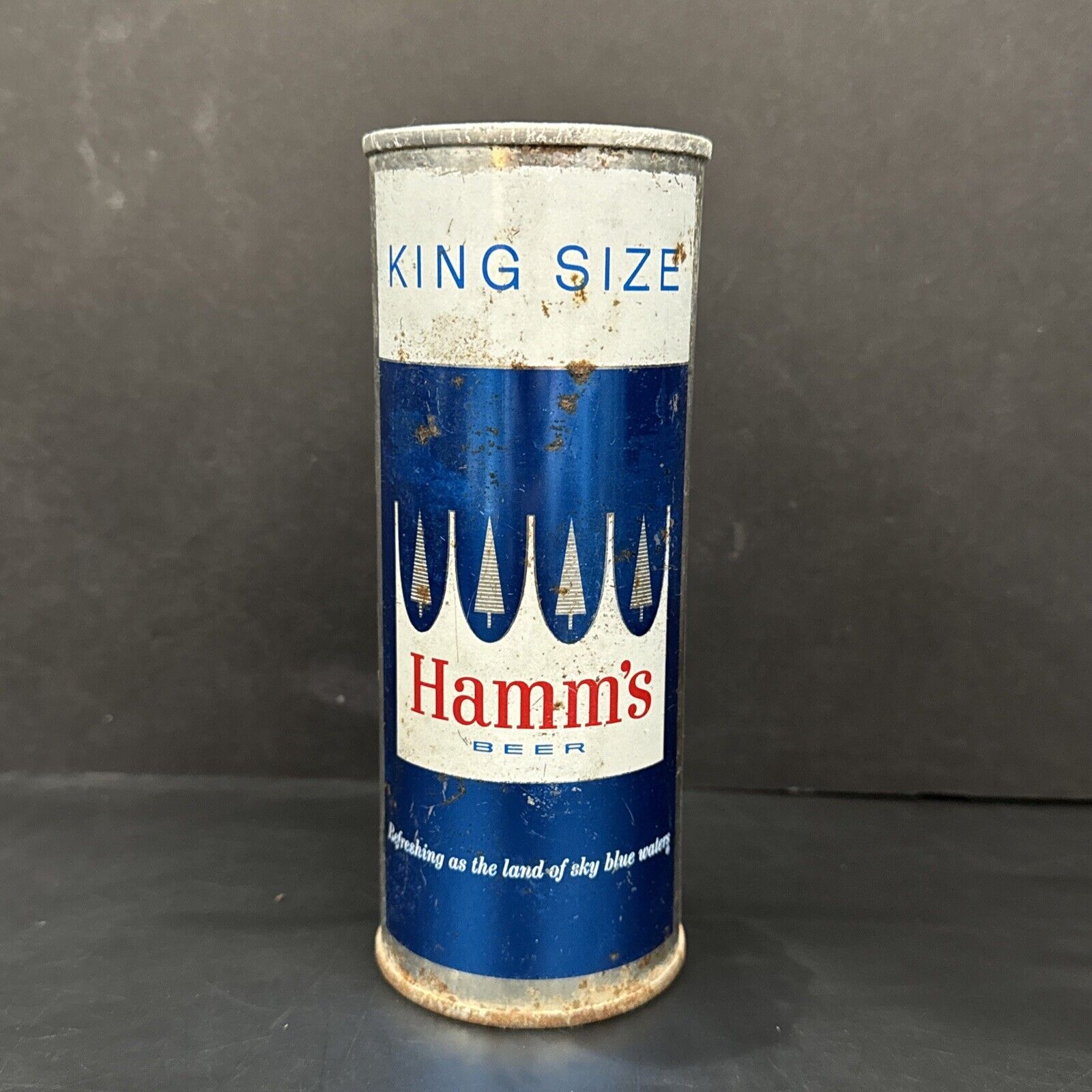 Vintage 70s Hamms Real Draft King Size Beer Can 16 Oz Zip Top Pull Tab Decor