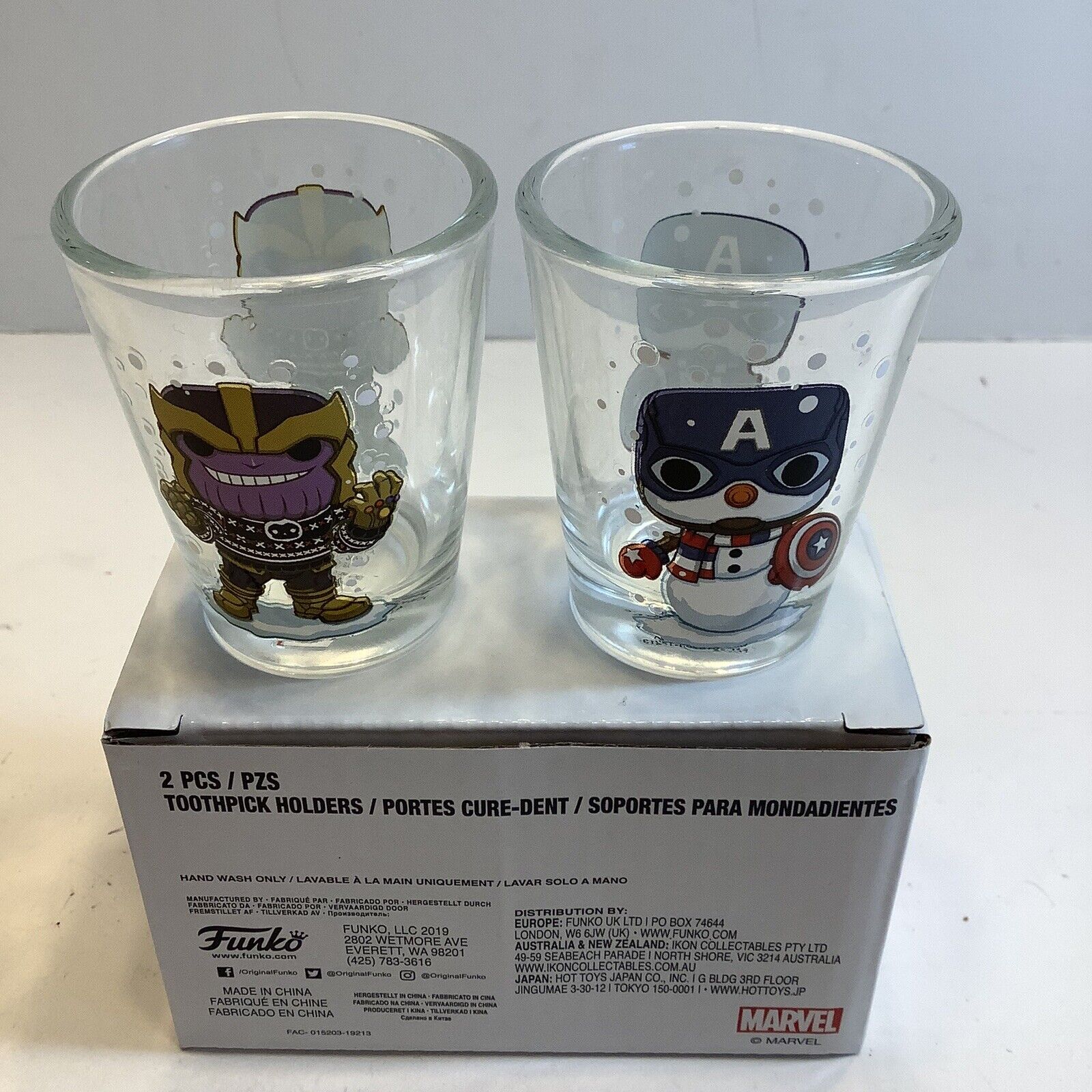 2pcs Shot Glasses Or Tooth Pick Holders From MARVEL COLLECTOR CORPS BOX, New