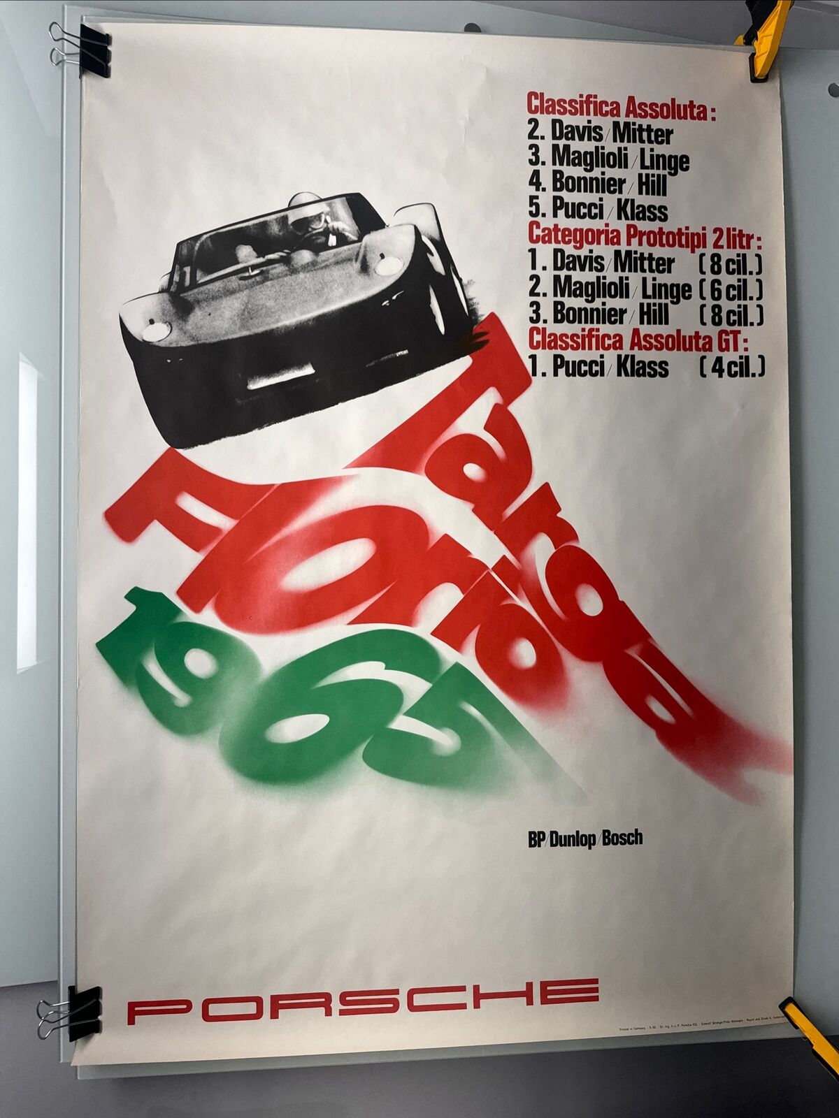 1965 Targa Florio Porsche Factory Issued Original Advertising Poster RARE