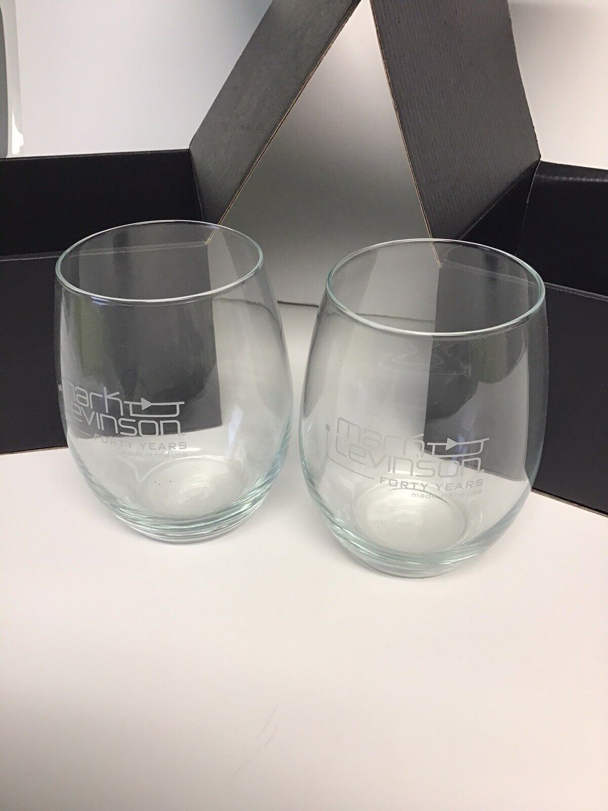 Mark Levinson Audio 40th Anniversary Set Of 2 Drinking Glasses New Rare