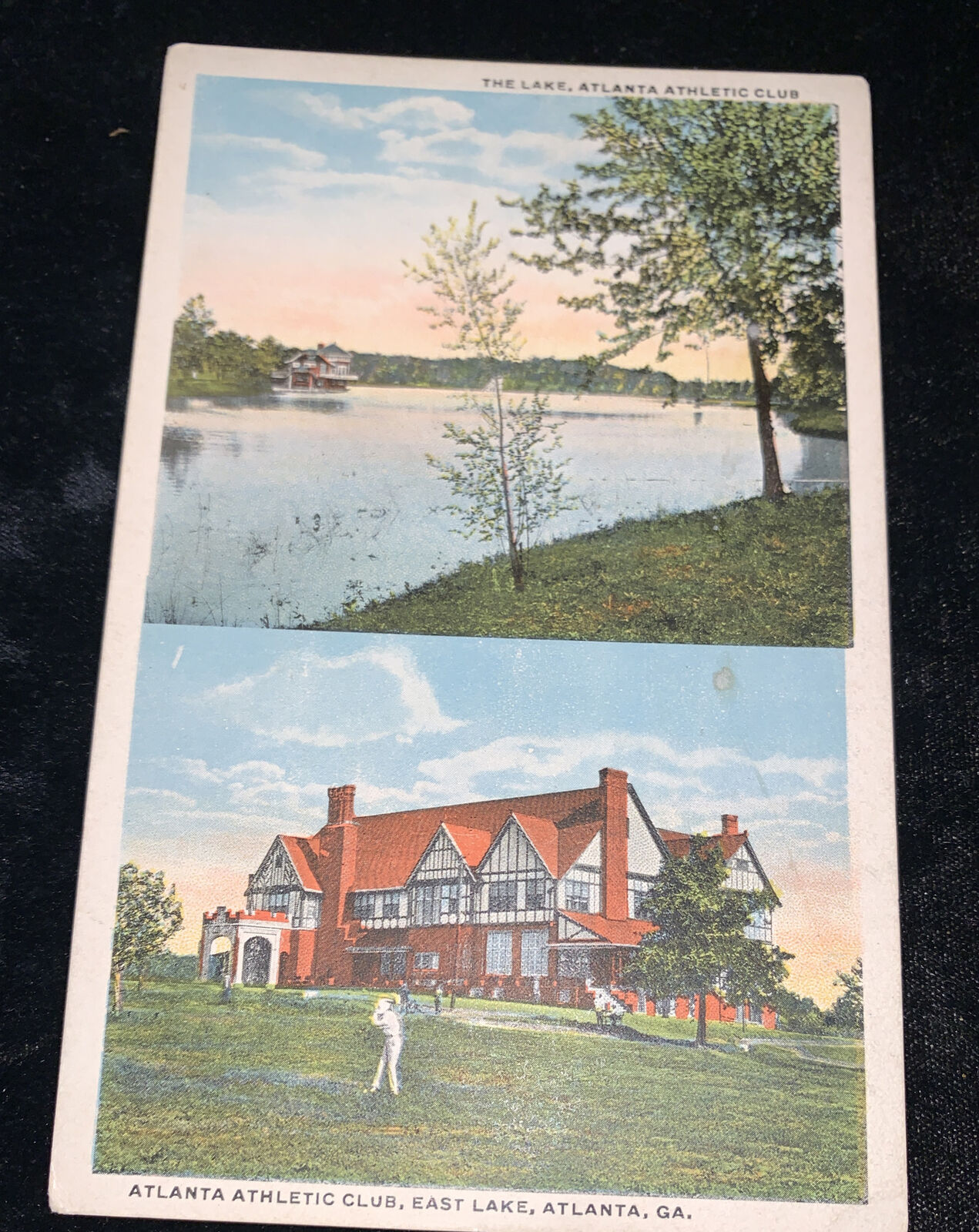 ATLANTA,Georgia LAKE & GOLF LINKS~ATLANTA ATHLETIC CLUB~1920s Postcard Multiview