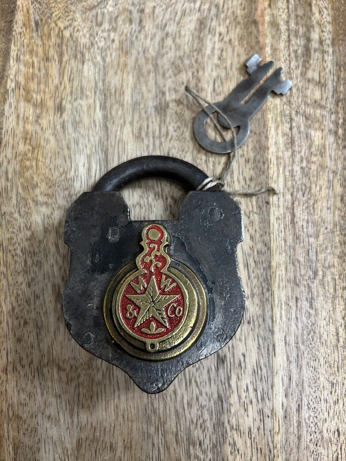 Mallory Wheeler Antique Iron Padlock With Key