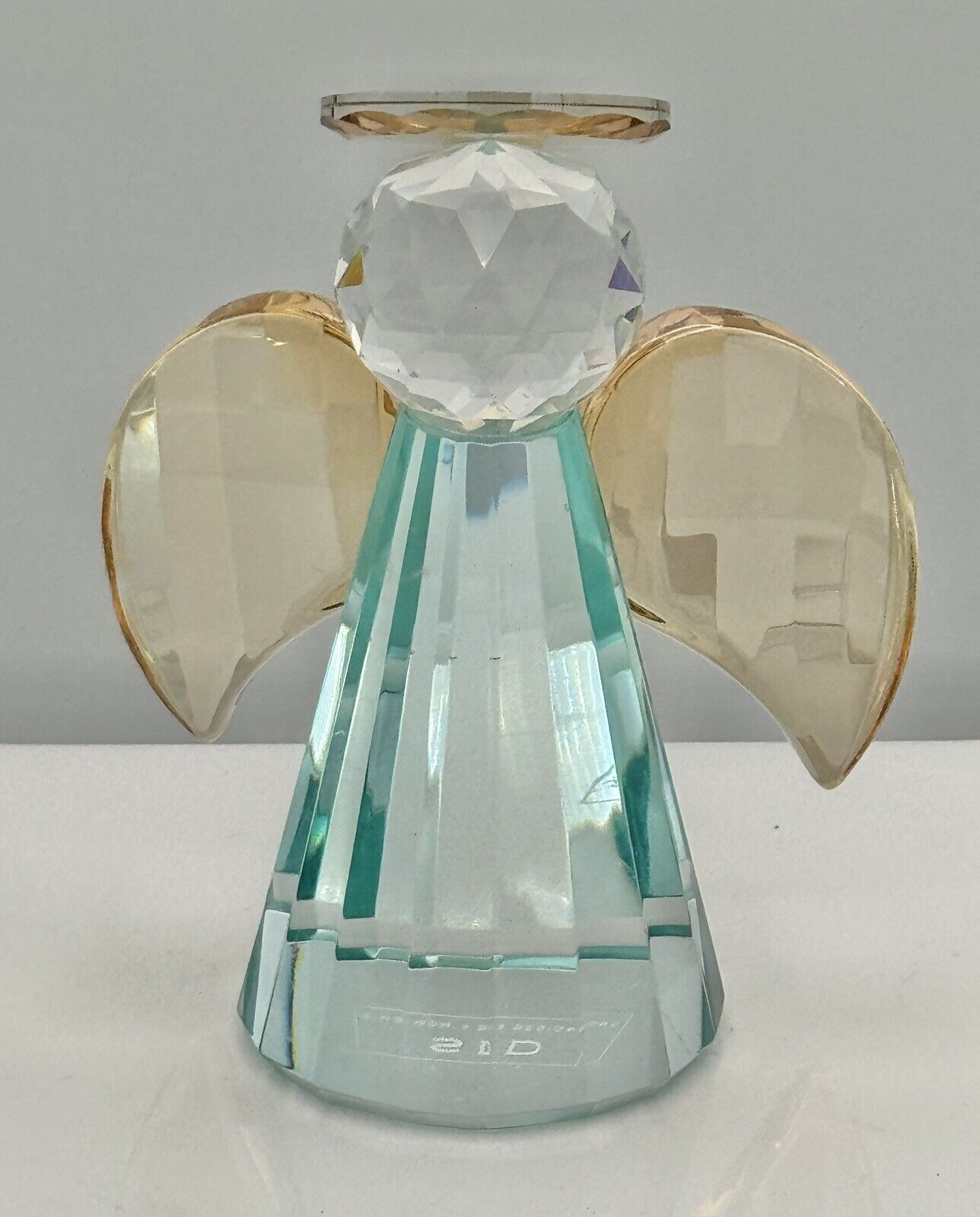 Vintage Simon Designs SD Aquamarine March Crystal Angel Figurine Paperweight