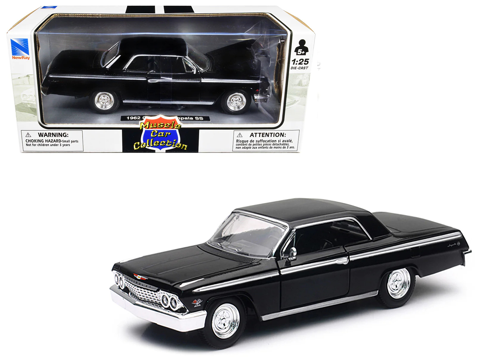 1962 Chevrolet Impala SS Black 1/25 Diecast Model Car