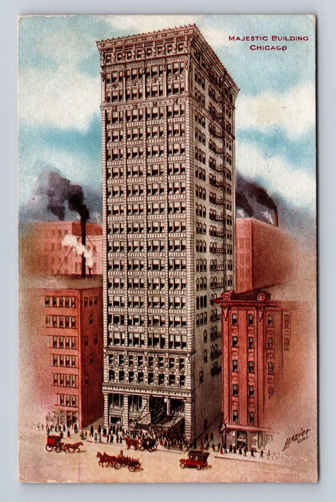 Chicago IL-Illinois, Majestic Building, Antique, Vintage Postcard