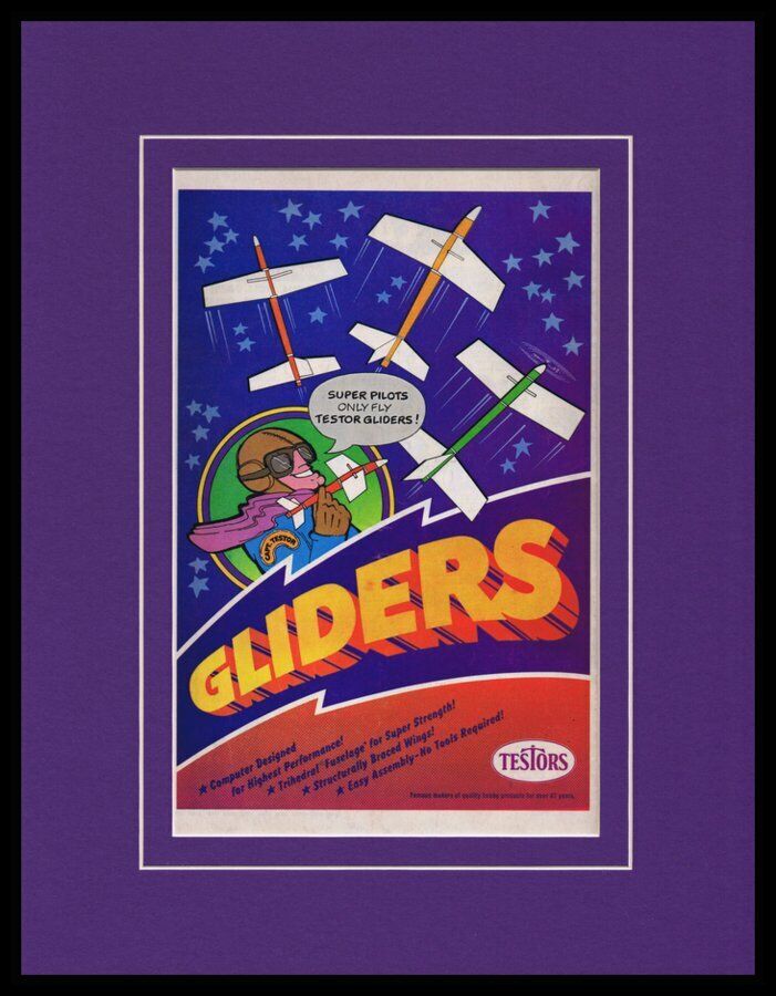 1978 Testors Gliders Framed 11x14 ORIGINAL Vintage Advertisement 