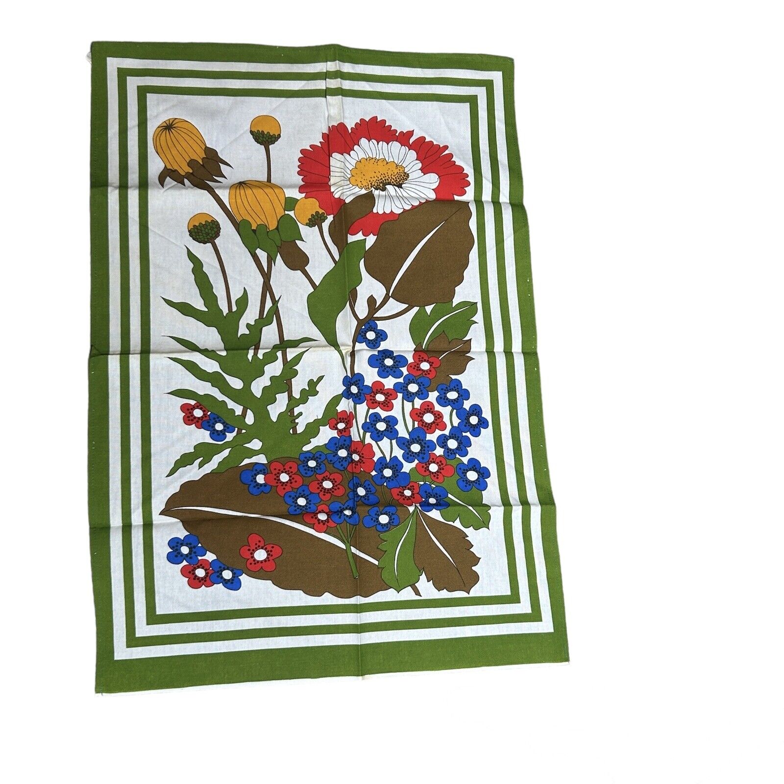Vintage Italian Cantoni Colorful Wildflowers Tea Towel  