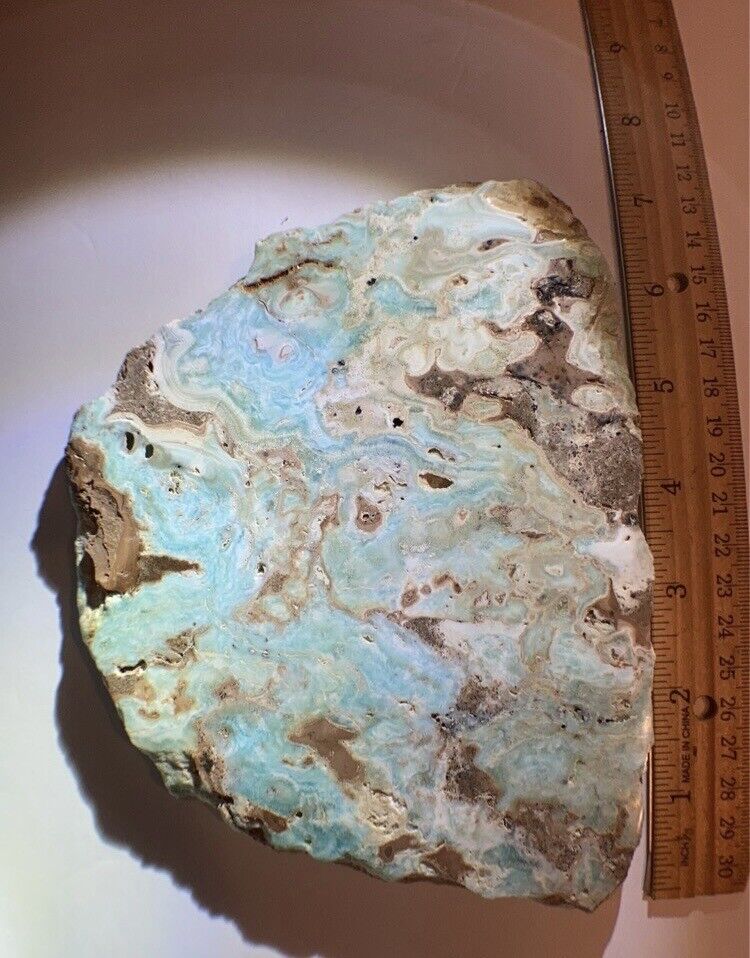 Caribbean Calcite Slab/ 1 Side Polished / Gorgeous 1.91 Pound Specimen, w/Druzy