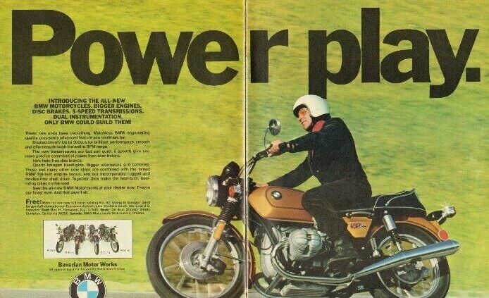 1974 BMW Motorcycles - Power Play - 16\'\' x 20\'\' Matted Vintage Ad Art