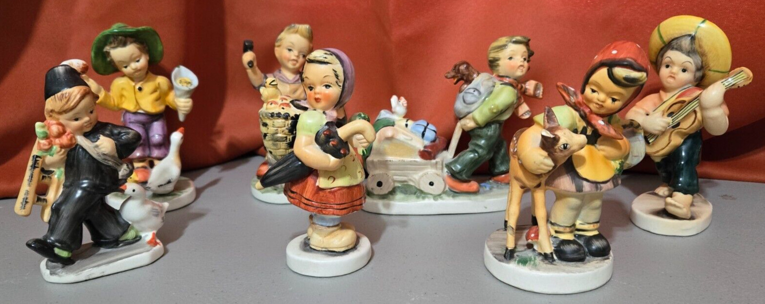 Vintage Lot of 7 German Friedel Ges. Gesch Handbemalt Figurines Blacksmith, Etc.