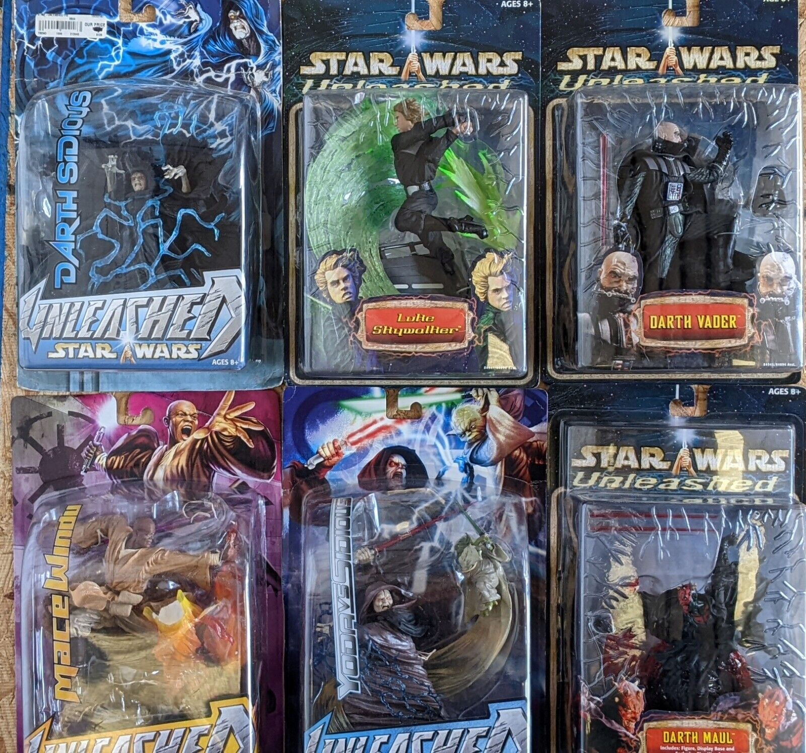 Star Wars UNLEASHED figures Lot Luke, Mace, Maul, Yoda, Sidious, Vader Variant