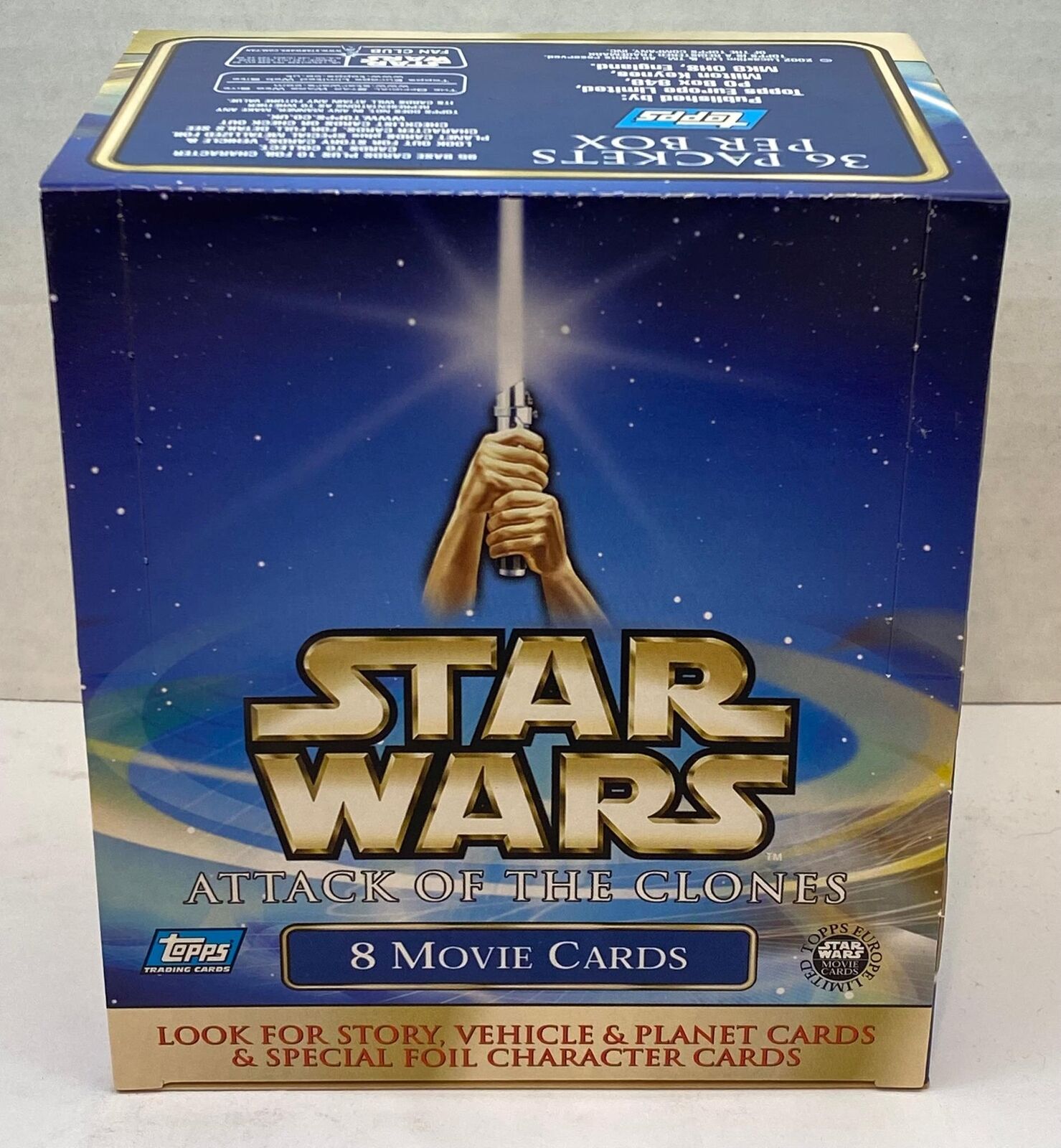 2002 Topps Star Wars Attack of the Clones Trading Card Box 36 Packs Unsealed