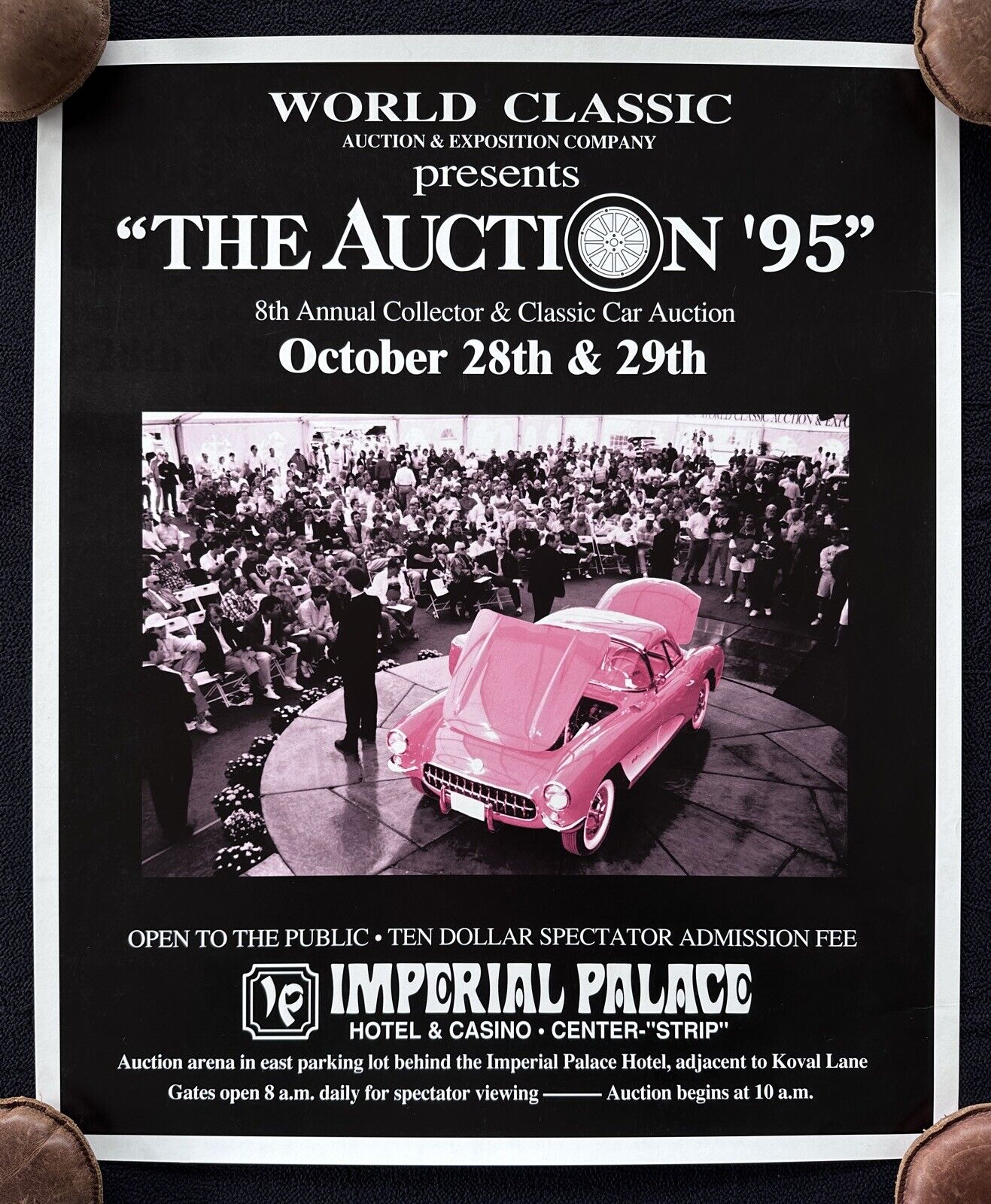 1995 World Classic Imperial Palace Auction Poster 1957 Corvette Fuelie