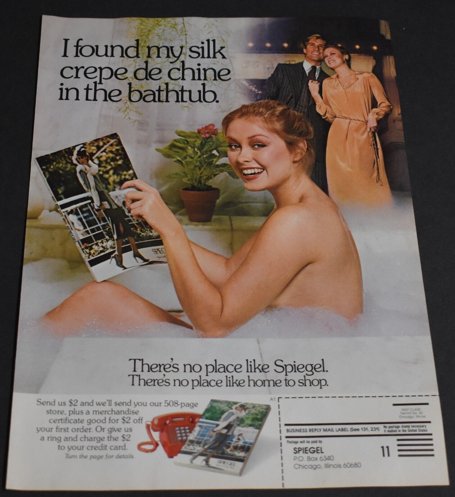 1979 Print Ad Sexy Spiegel Catalog Bath Blonde Beauty Art Hair Smile Bubbles man