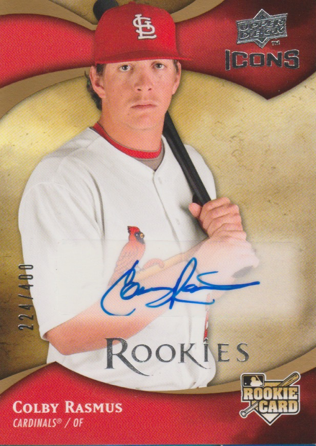 Colby Rasmus 2009 UD Icons rookie RC autograph auto card 151 /400