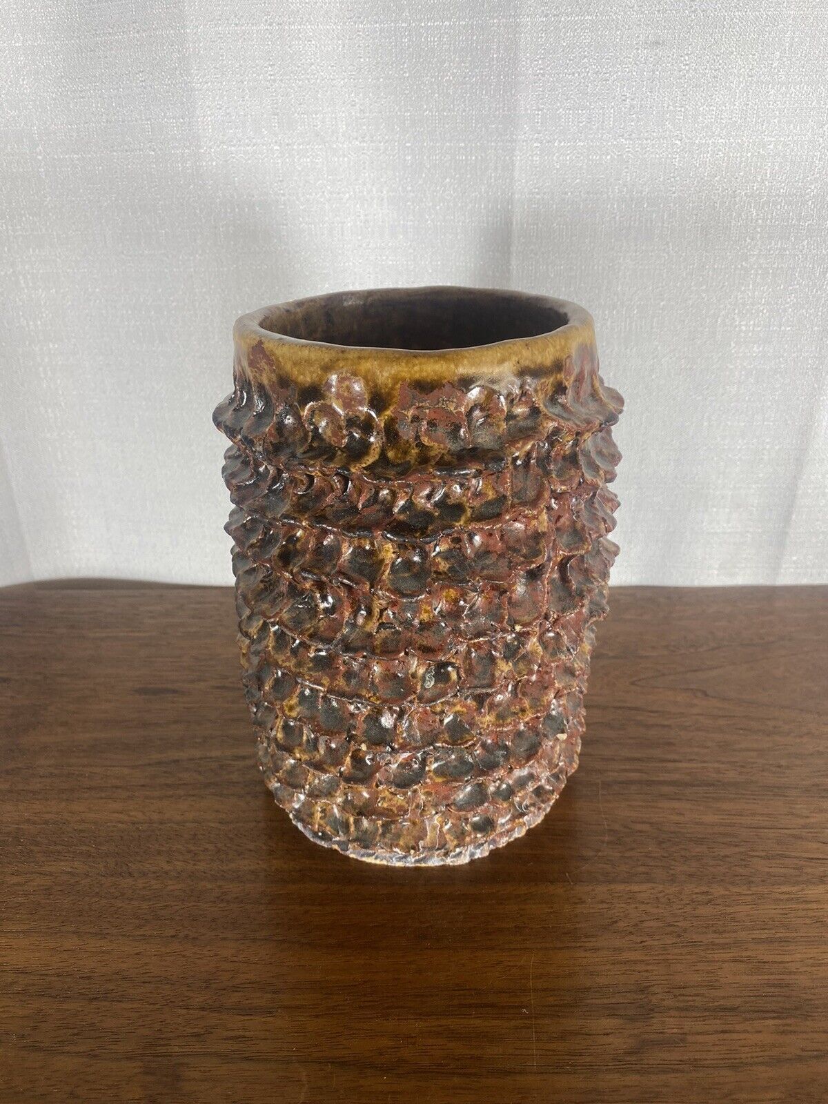 Vintage MCM Brutalist Abstract Studio Art Pottery Vase Boho Chic