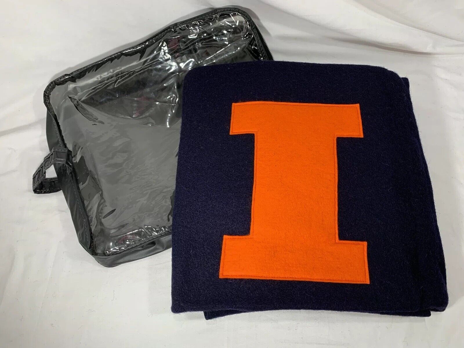 Vintage University Of Illinois Fighting Illini Wool Throw Blanket Cover Throw