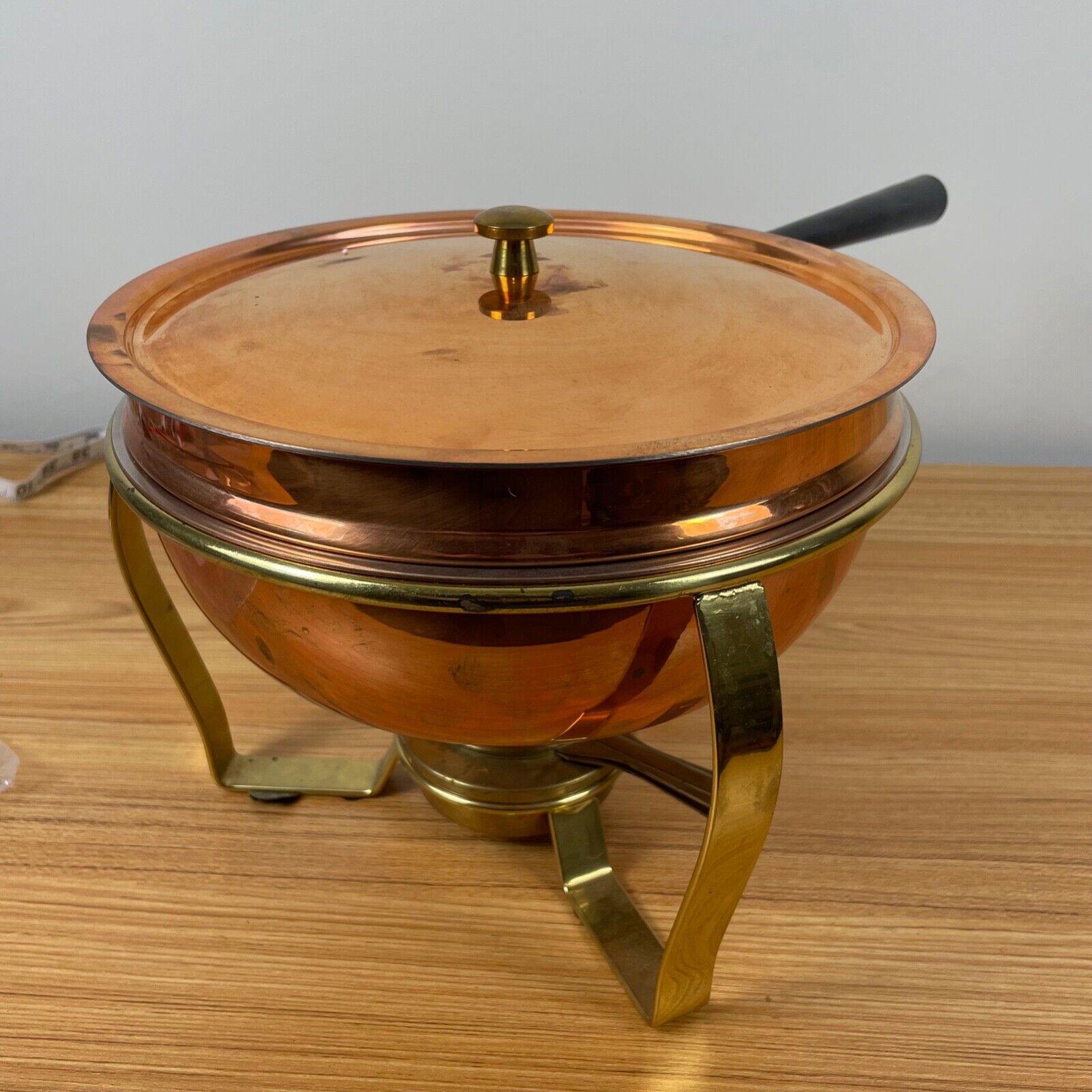 Vintage Swiss Spring Culinox Copper, Brass, Stainless Steel Pan / Warming Stand