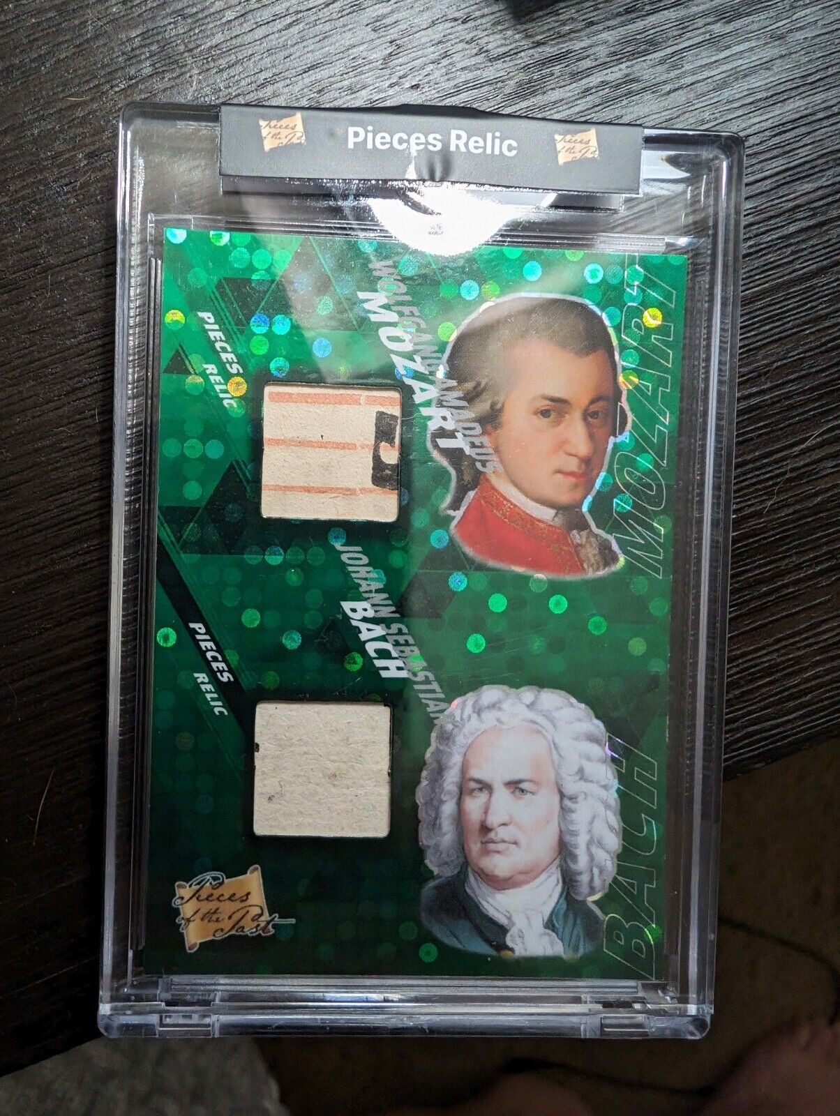 MOZART, BACH 2023 SUPER BREAK PIECES OF THE PAST DOUBLE GREEN RELIC 1/1