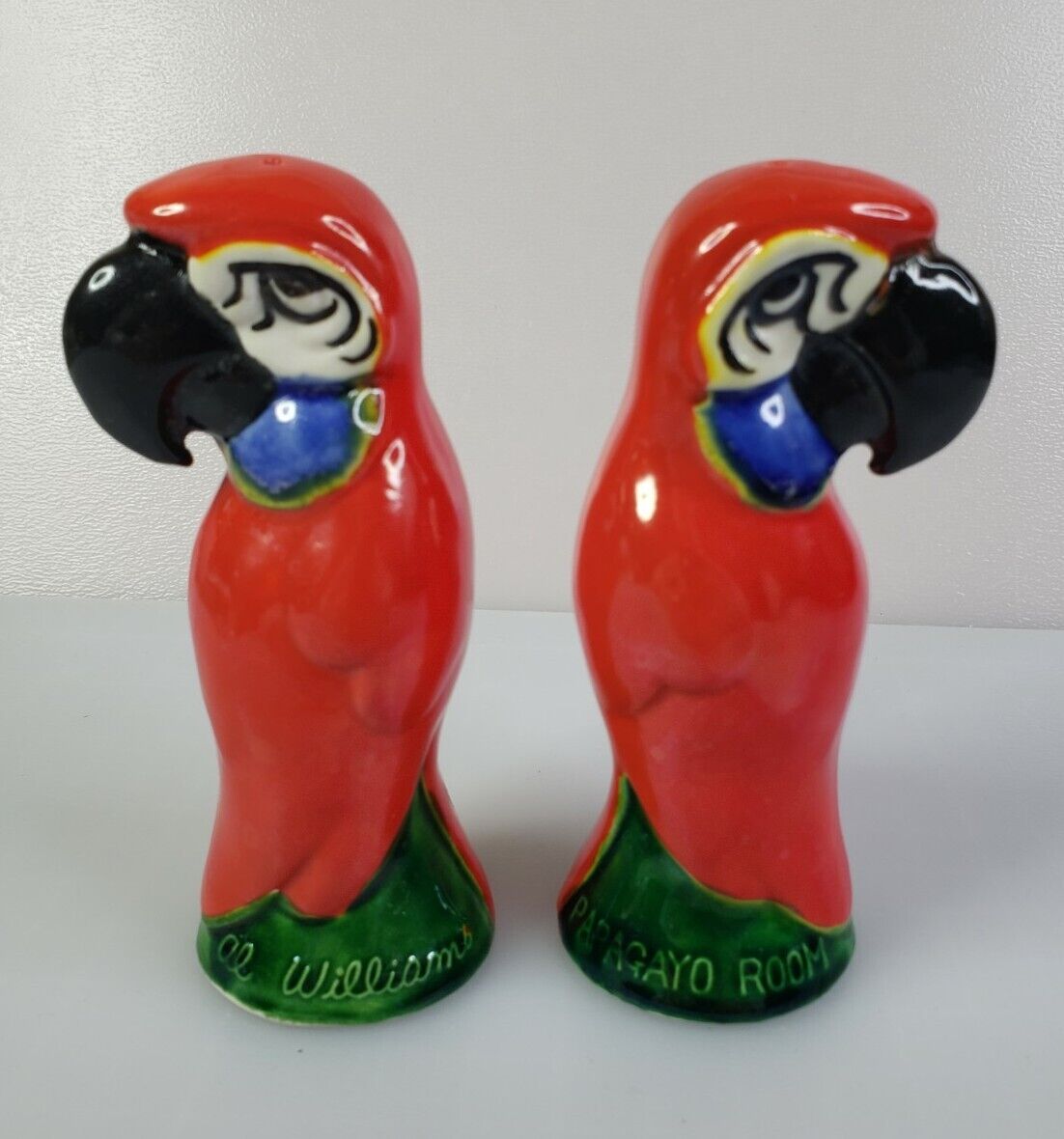 PAPAGAYO Room FAIRMONT Hotel SF CA Parrot SALT & PEPPER Shakers by AL WILLIAMS 