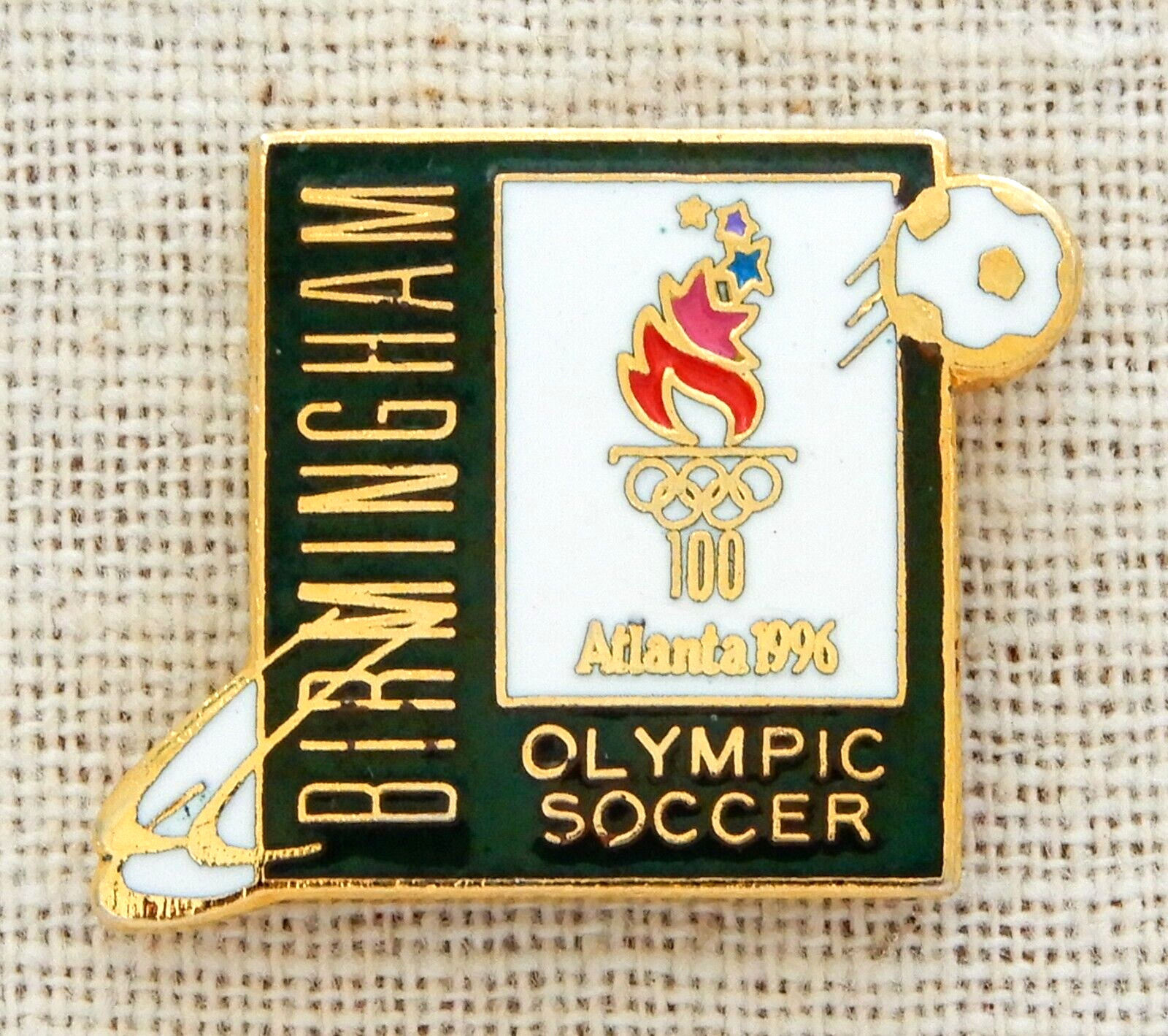 Birmingham Olympic Soccer Lapel Pin Vintage 100 Atlanta 1996 Sport Enamel