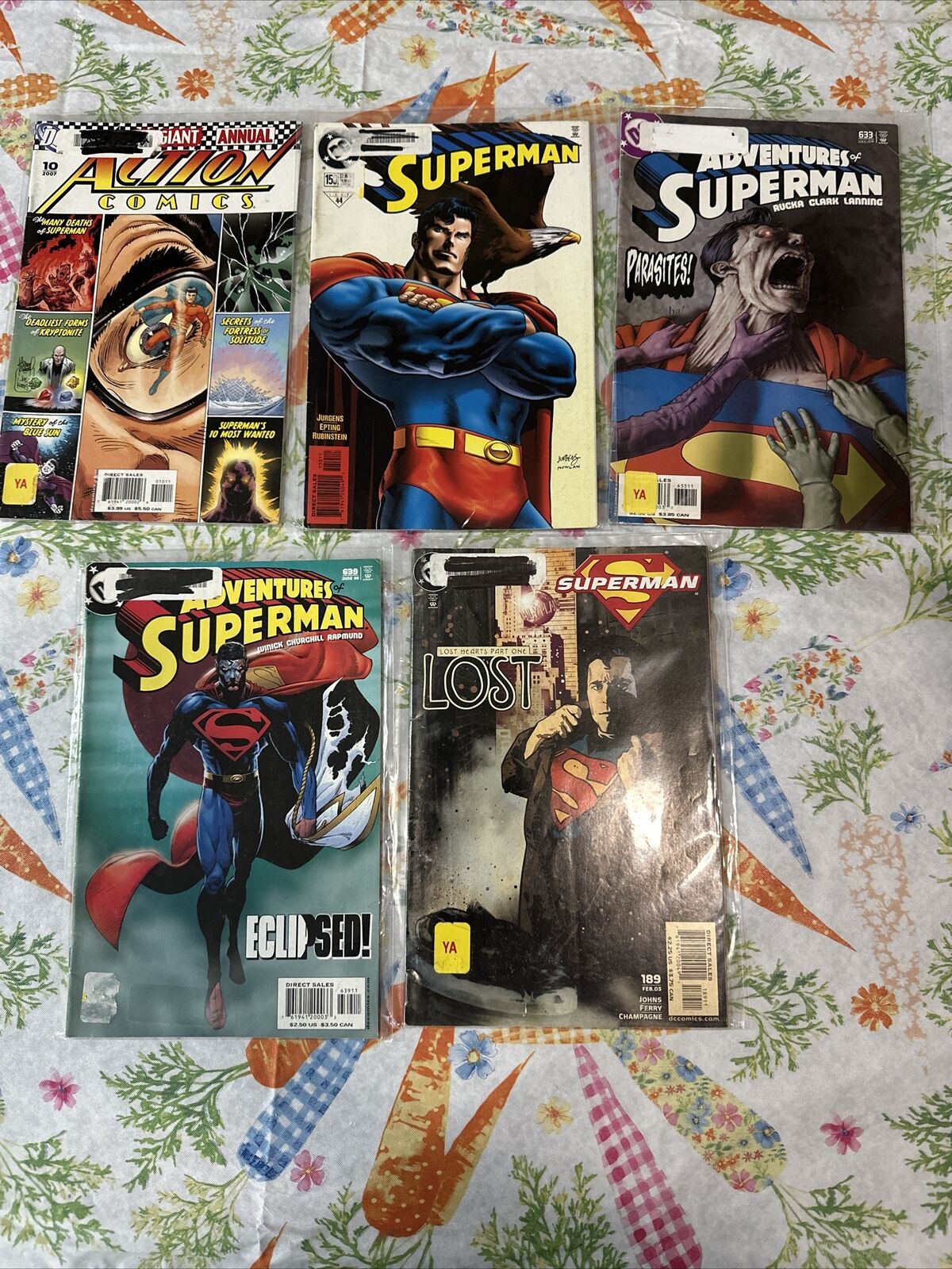 Lot of 5 Superman Mixed DC Comics With Library Sticker On #5
