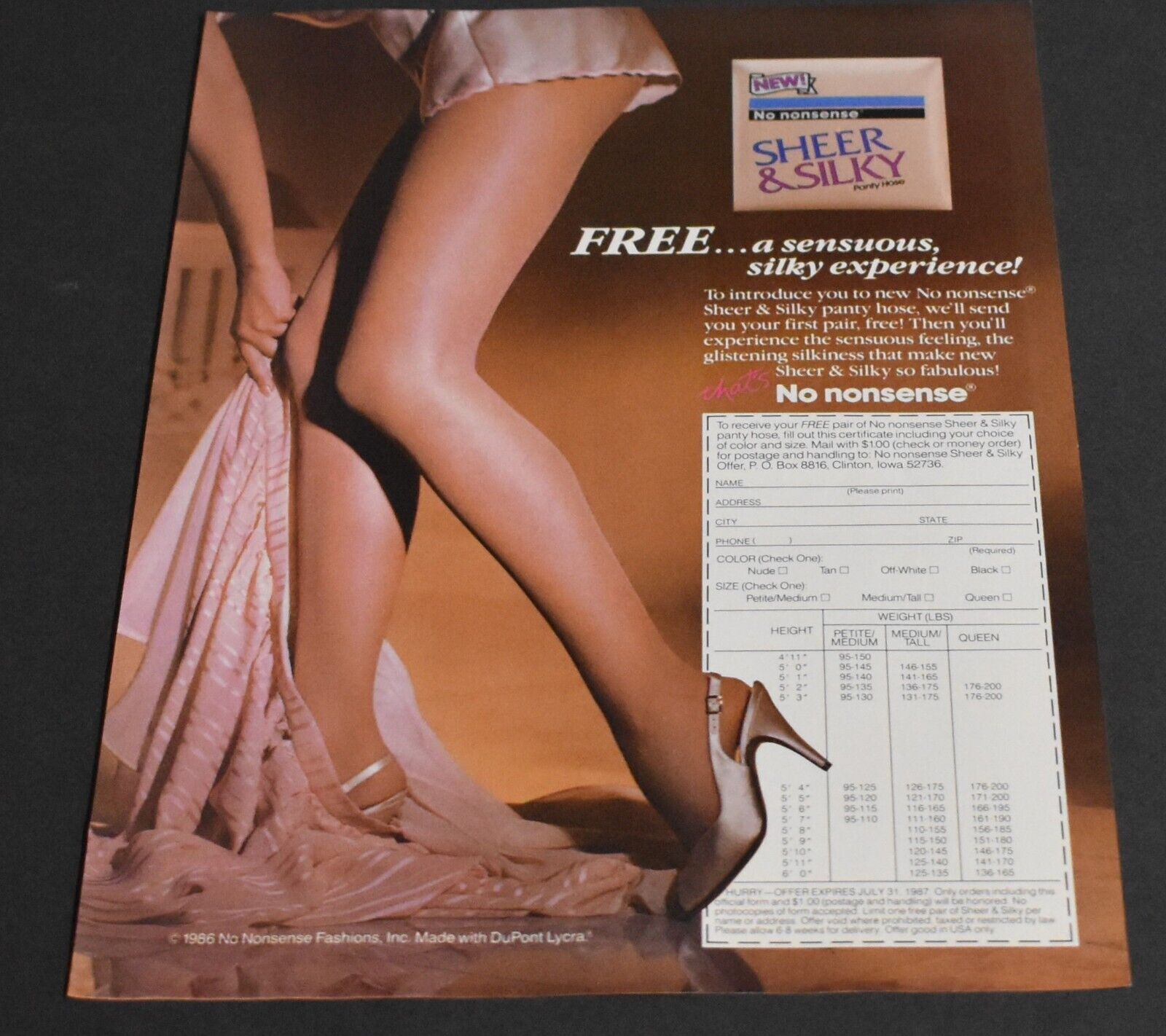 1985 Print Ad Sexy Heels Fashion Lady Long Legs Sheer Silky Pantyhose Art Dress